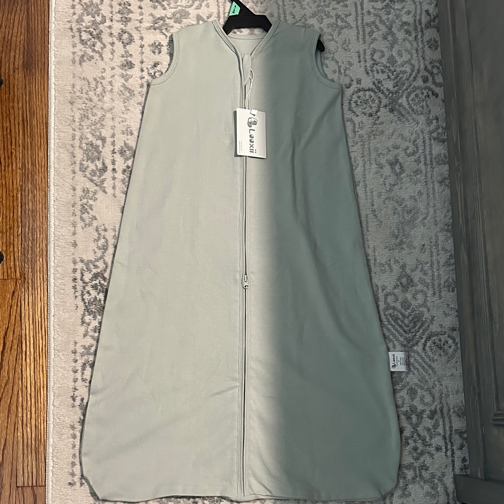 Light Gray/Green Sleeveless Sleep Sack Wearable Blanket